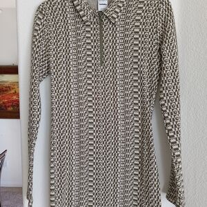 Designer IETS Frans Patterned Long Sleeve Sweater With Front Zipper